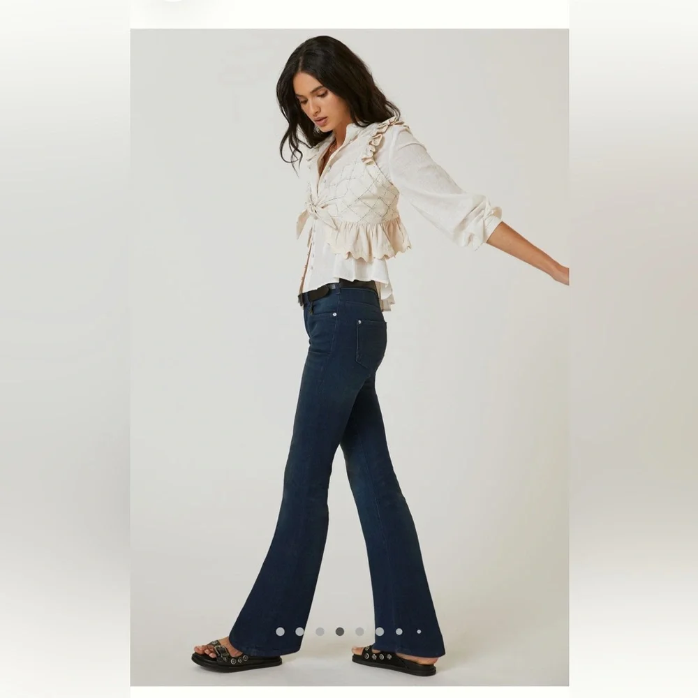 Pilcro Women's Dark Blue Flare Jeans - Picture 3 of 12